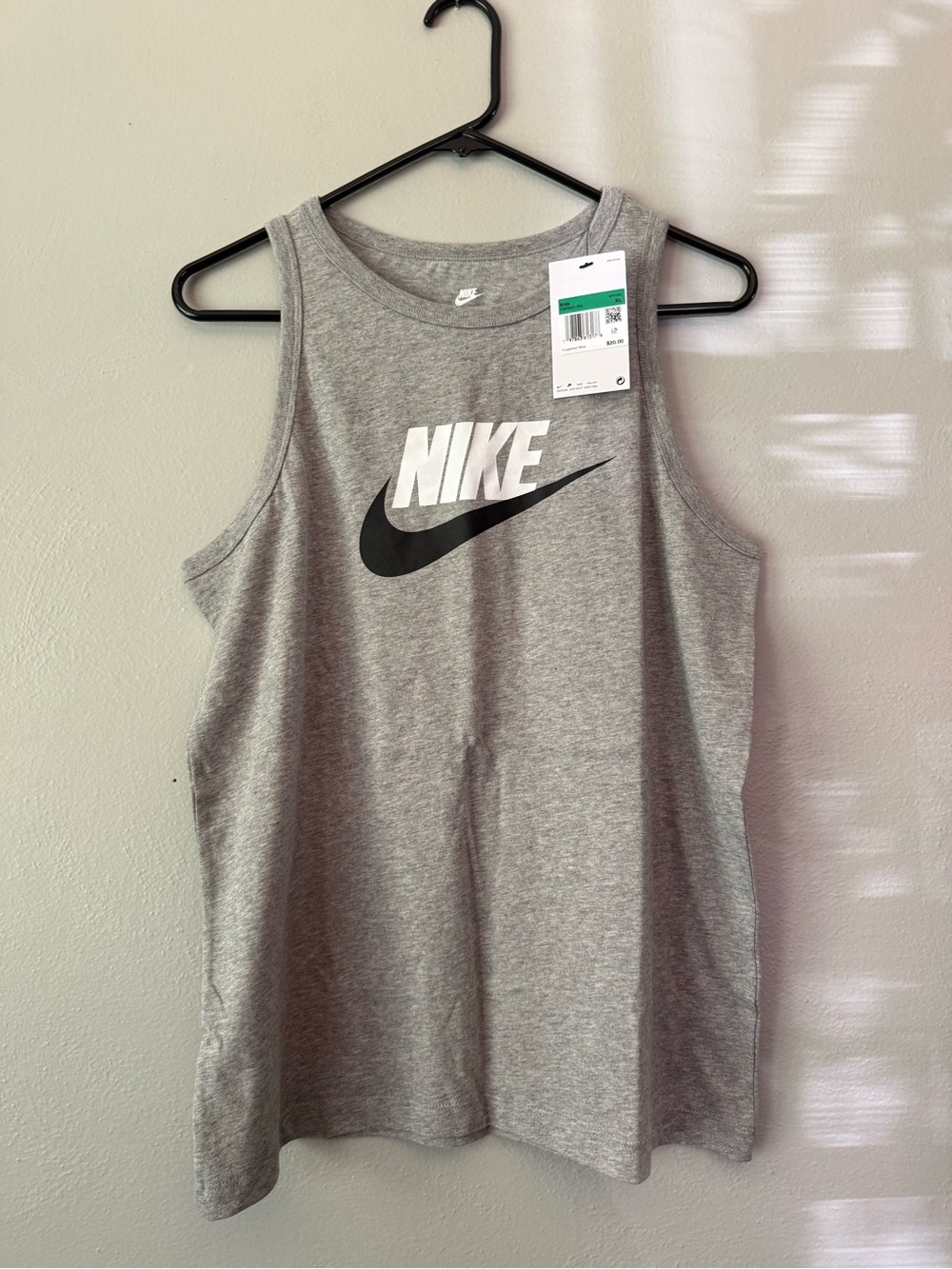 Nike Gray Tank with Black Swoosh and White Logo